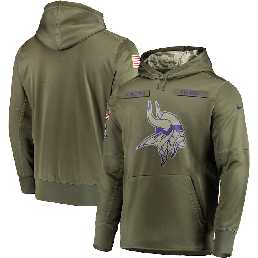 Men Minnesota Vikings Nike Olive Salute To Service KO Performance Hoodie Green->indianapolis colts->NFL Jersey